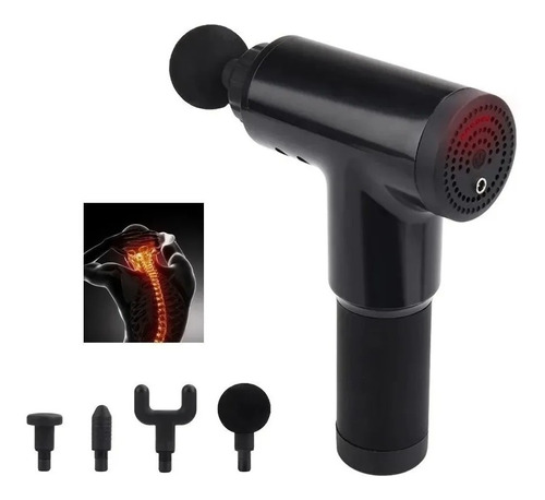 Masajeador Muscular Inalámbrico Facial Gun Pistola Corporal Color Negro