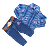 Conjunto Menino Country Camisa Calça Bordada Cinto Infantil