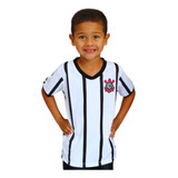 Camisa Infantil Corinthians Branca Listras Oficial
