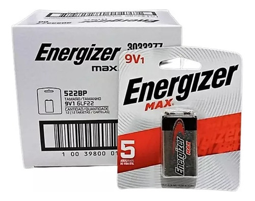 Bateria 9v Energizer Max Alcalina Pack 12 Unidades