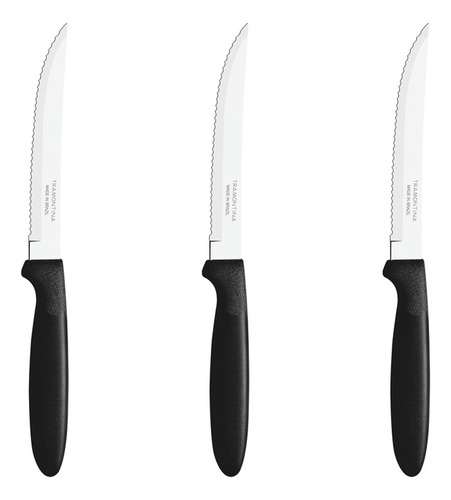 Cuchillo Asado Ipanema Negro X3 Tramontina