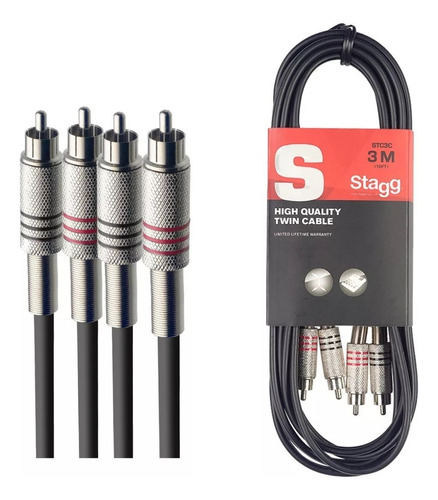 Cable Audio Rca Fichas Metalicas 3 Metros Stagg Rca Stereo
