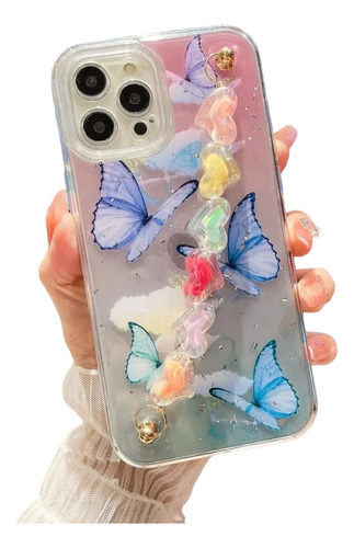 Case Azul Mariposas + Mica Cristal Para Samsung A34 5g