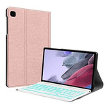 Funda Con Teclado Iluminado Para Samsung Tab A7 Lite Rosa