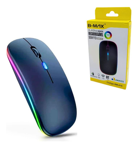 Mouse Sem Fio Bluetooth Com Led Recarregavel Rgb