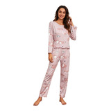 Conjunto De Pijama De Mujer Estampado De Arcoíris & Nubes