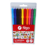 Marcador Fibra Escolar Filgo Pinto X10 Colores Largo