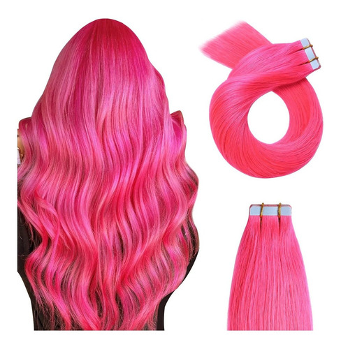 Extensiones De Cabello Humano 100% 18in 50gramos Rosa