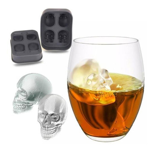 Molde De Calavera Hielo 3d Silicona Chocolates Halloween 