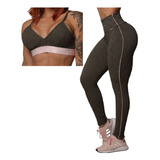 Conjunto Legging Jump Comum + Top Bio Verde Militar Moving