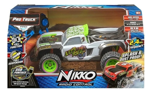 Nikko Pro Truck Let's Race Vehículo Radio Control 1:12 10062 Color Gris Y Verde