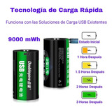 Bateria Pila Litio Tamaño D 9000 Mwh 1.5v Recargable Usb