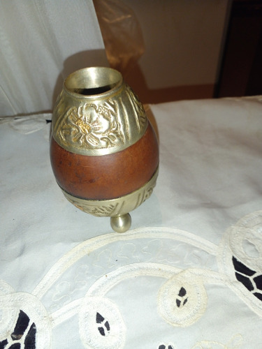 Mate Antiguo Calabaza Y Alpaca Y Oro