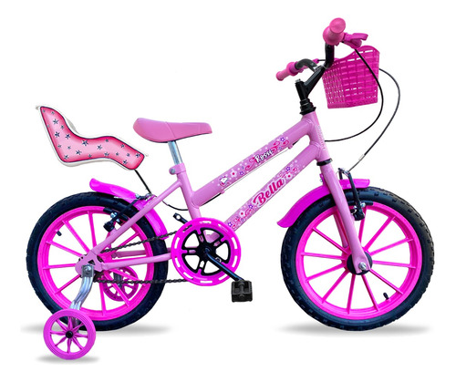 Bicicleta Infantil Aro 16 Bella Feminina Cadeirinha D Boneca
