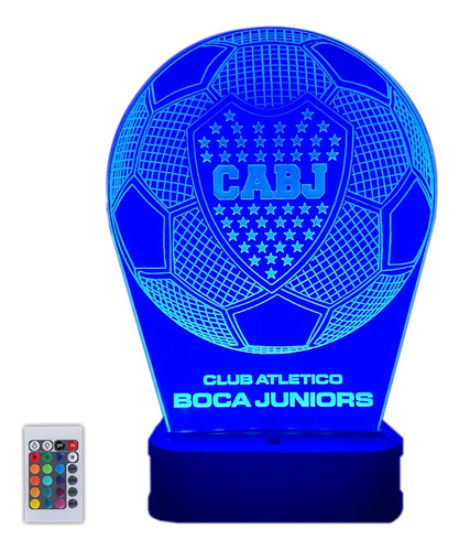 Velador Pelota De Futbol Boca Cabj Lampara Acrílico Led Rgb