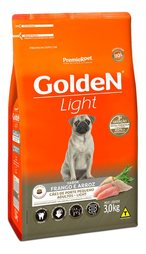 Ração Golden Light Cães Adultos Pequeno Porte Mini Bits 3kg