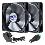 Kit 2x Fan Cooler 120x120x25mm Micro Ventilador + Fonte 12v