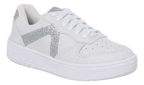 Tênis Feminino Casual Glitter Branco Preto Confortável Macio