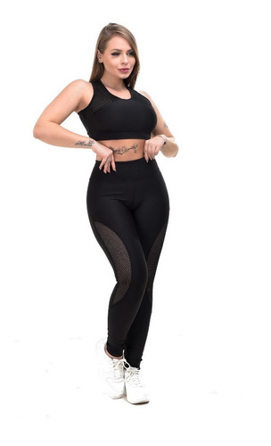 Cropped E Legging Fitness Feminino Mulher Academia Arrastão