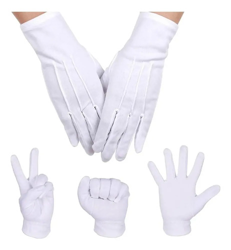 1 Par Guantes Blanco Negro Escolta Mesero Chambelan Joyeria | Meses sin interés