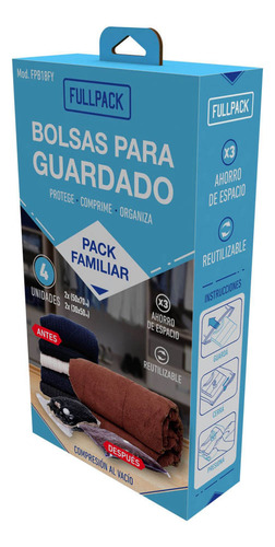 Pack X4 Bolsas Para Guardar Ropa Al Vacío Familiar Fullpack