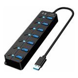 Usb 3.0 Hub Splitter 7 Puertos Con Indicadores Led