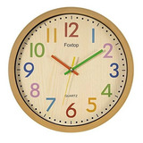 Foxtop - Reloj De Pared Silencioso Para Niños, Diseño De Pil