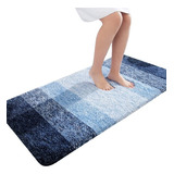 Alfombra Baño Olany De Microfibra Shaggy 120x61 -azul Marino