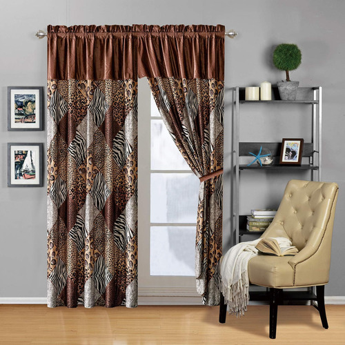 Juego Moderno De Cortinas Safari Con Estampado De Animales, 