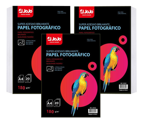 20 Folhas Papel Foto Glossy Adesivo A4 180g Premium Original