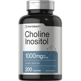 Colina Inositol 1000 Mg Choline 200 Cápsulas Salud Celular
