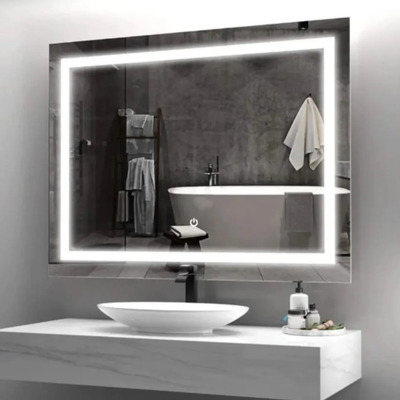 Espejo Luz Led Touch Pared Baño Tocador Vestidor 3 Luces Ch1 Marco Es78 Rectangular Acostado | MercadoLibre