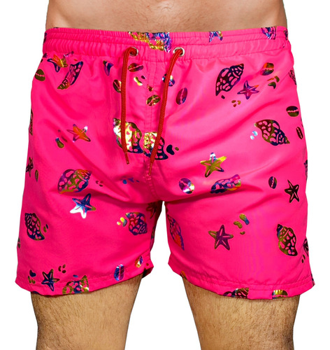 Short De Baño Hombre Estampado  Suspensor / Maya 3 Bolsillos