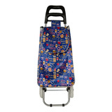 Chango Carro Carrito Compras Changuito Con Ruedas Decorado Color Coffee Azul