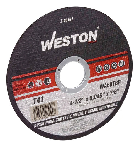 Disco De Corte 4 1/2 Para Inoxidable Y Metal 50 Pzas Weston