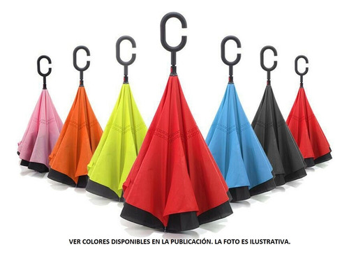 Paraguas Cierre Invertido Reversible 108cm Colores Impacto