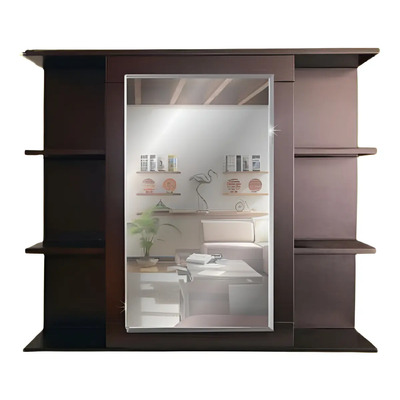 Espejo Botiquin Con Repisas Minimalista Madera Colorlux Marco Chocolate
