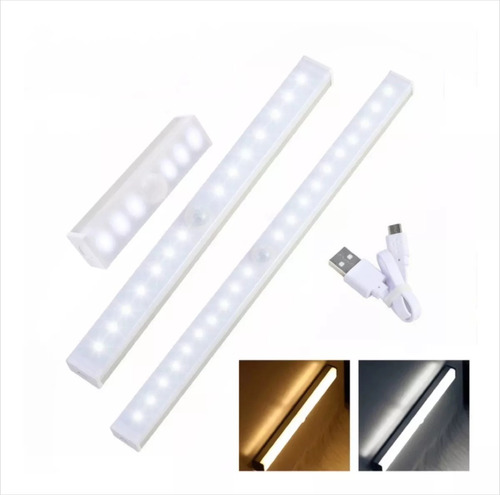 Luz Led Sensor Movimiento Mixio Recargable Usb Tira 50cm*1u