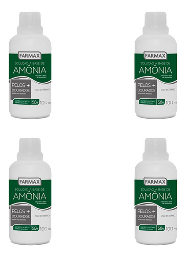 Kit 4 Und Solução A Base De Amônia Farmax Amôniaco 100ml