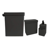 Kit Lixeira 15l + De Pia 2,5l + Dispenser Detergente Cozinha