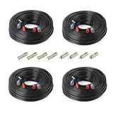 Shd 4pack 165feet Bnc Vedio Cable De Alimentación Prefabrica