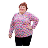 Pijama Longo Feminino Plus Size Inverno Malha Conforto