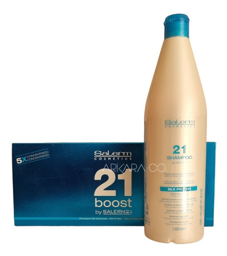 Kit Salerm 21 Ampolletas Boost + Shampoo Silk Protein 1lt