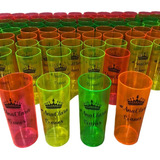 60 Copos Longdrink 350ml Neon Personalizados  Frente