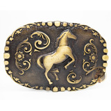 Fivela Cavalo Luxo Ouro Velho P/ Cinto Cowboy