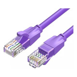 Cable De Red Vention Cat6 Certificado - 2 Metros - Reforzado - Premium Patch Cord - Utp Rj45 Ethernet 1000 Mbps - 250 Mhz - Cobre - Pc - Notebook - Servidores - Camaras Seguridad - Violeta - Ibevh