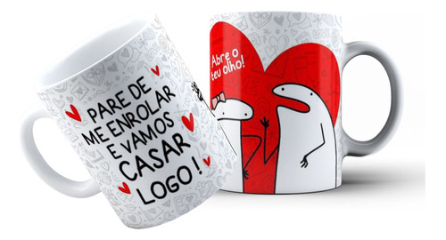 Caneca Porcelana Xícara Cerâmica Flork Meme Vamos Nos Casar