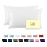 Funda De Almohada De Seda Tamaño King Color Blanco 2pzs