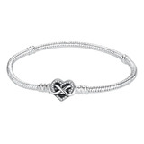 Pulseira Coração Infinito Prata 925 Folheada Zircônia R8653