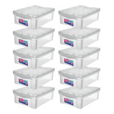 Kit 10 Organizadores Plastico Cristal 13,5l Com Trava Ordene